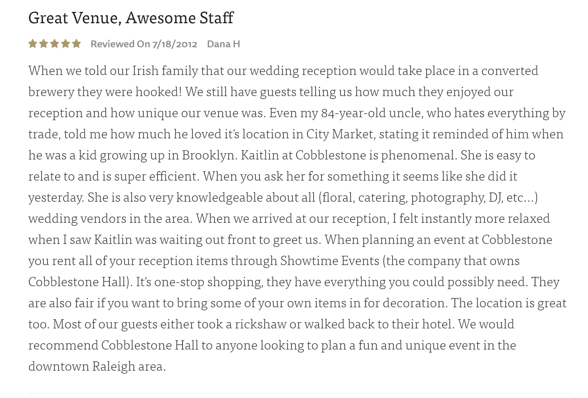 great venue awesome staff wedding review of cobblestone hall and kaitlin briggs stammetti