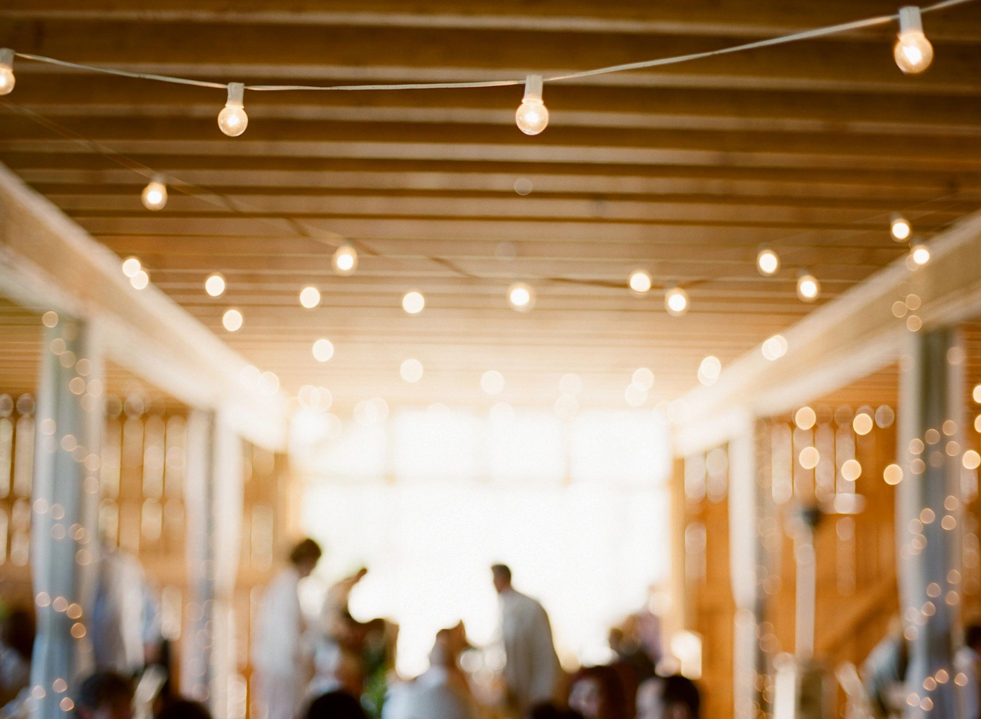 wedding venue with market bulbs